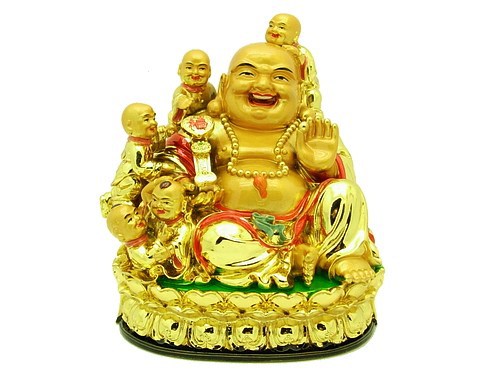 Laughing golden Buddha With Children  -Feng shui tips for Health, Family and Community 