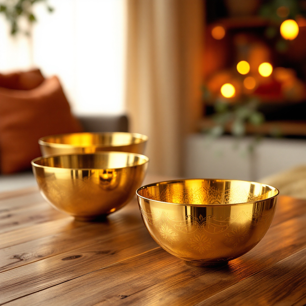 Set of golden bowls