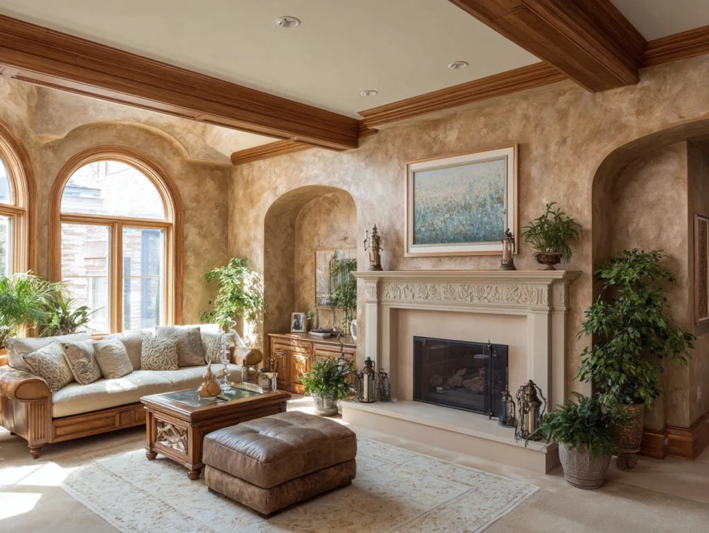 Combining Venetian Plaster with Feng Shui in Living Room Design
