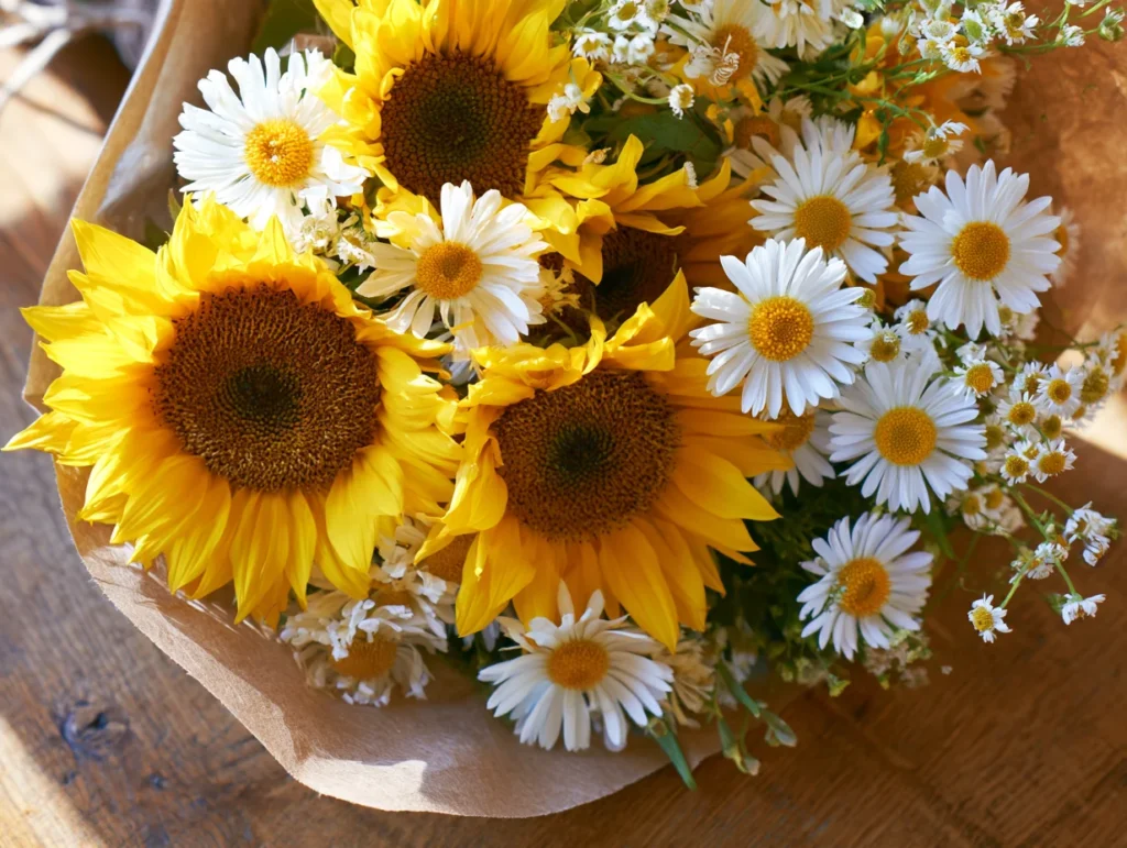 Grounding Energy Through Earth-Tones with Yellow Sunflowers and Daisies
